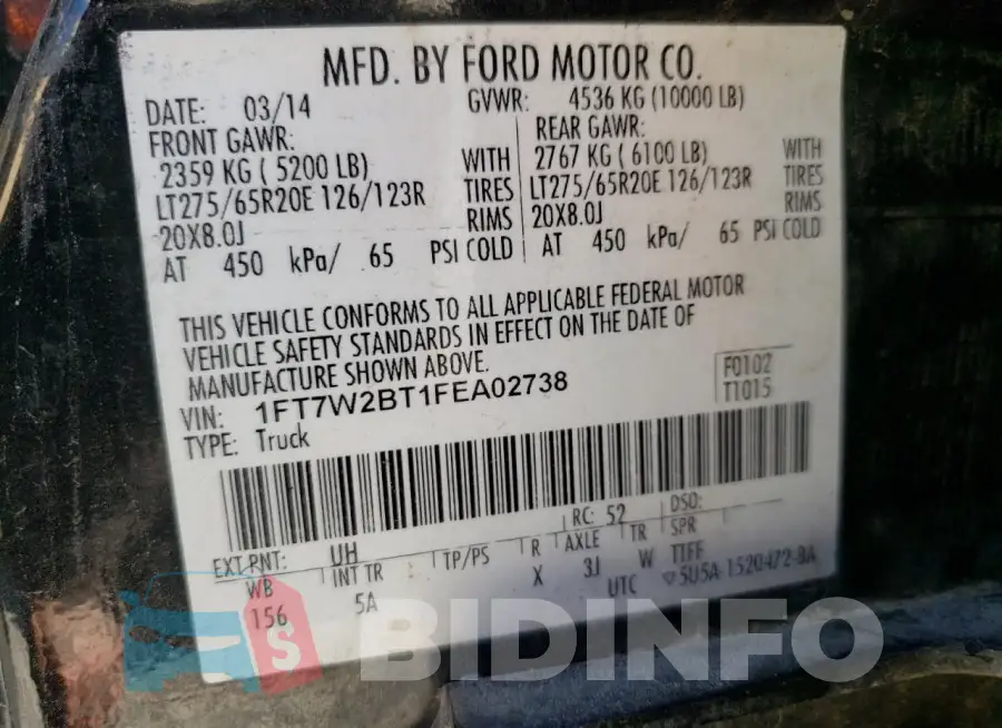 1FT7W2BT1FEA02738 Photo# 12