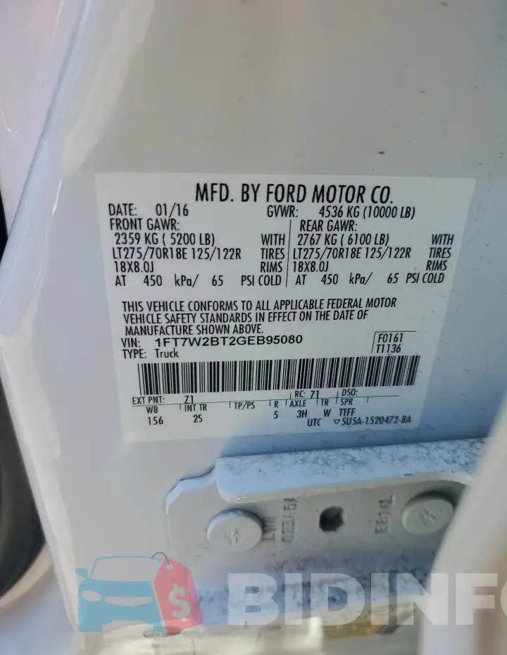 1FT7W2BT2GEB95080 Photo# 12