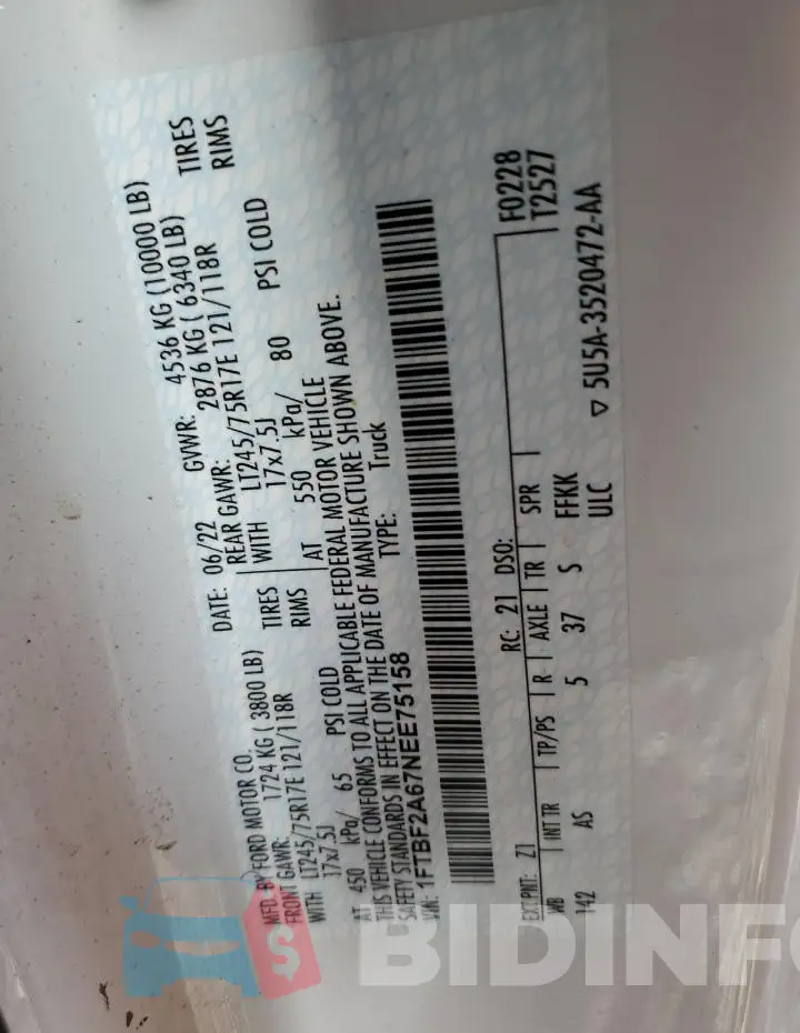 1FTBF2A67NEE75158 Photo# 12