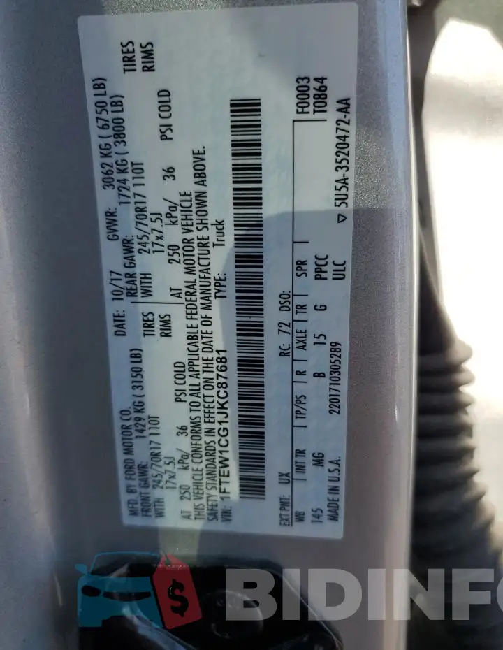 1FTEW1CG1JKC87681 Photo# 12