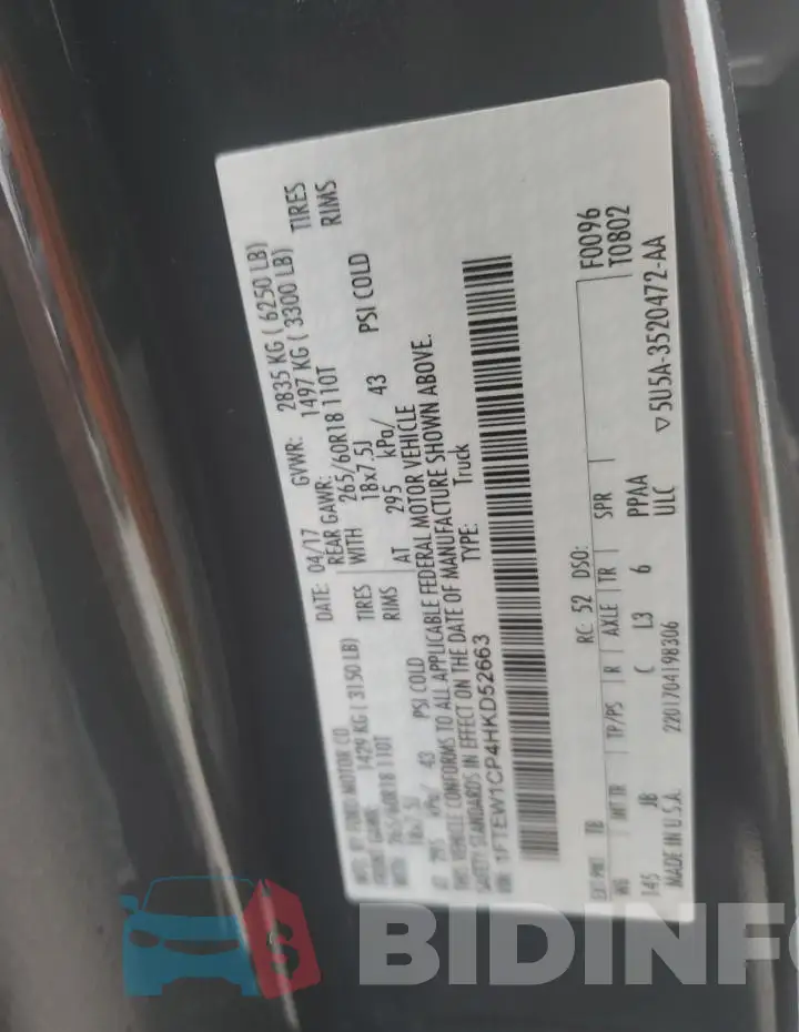 1FTEW1CP4HKD52663 Photo# 12