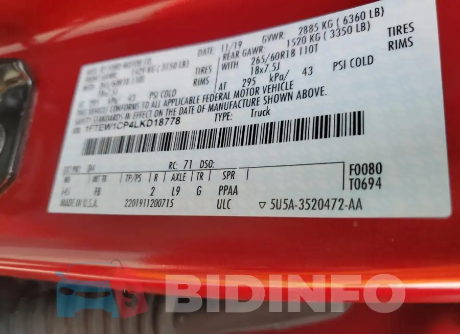 1FTEW1CP4LKD18778 Photo# 13