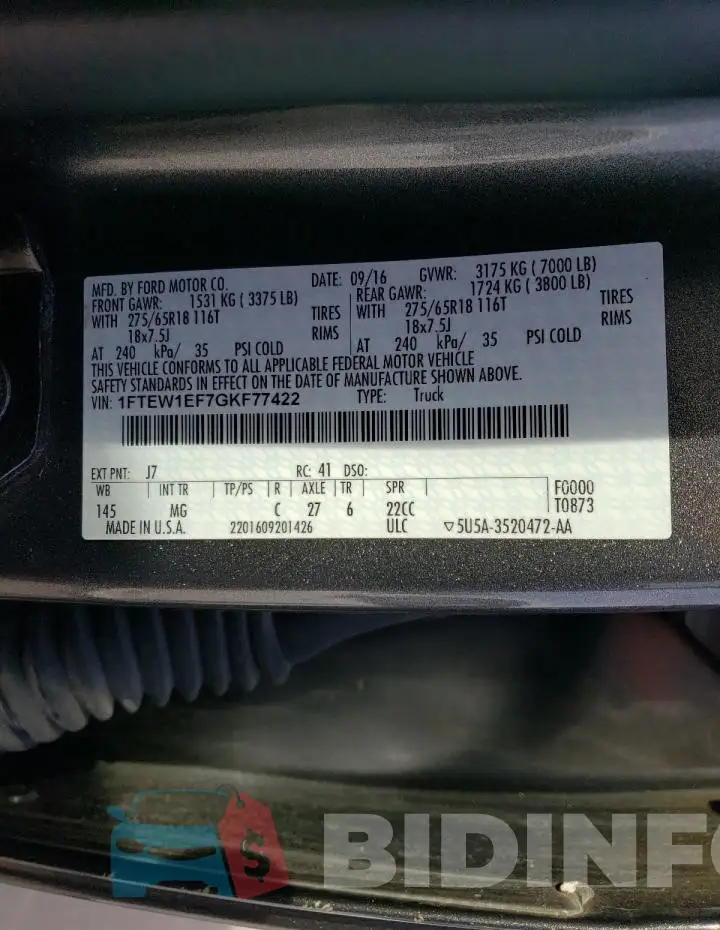 1FTEW1EF7GKF77422 Photo# 12