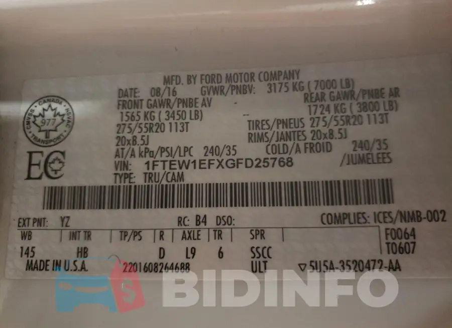 1FTEW1EFXGFD25768 Photo# 13