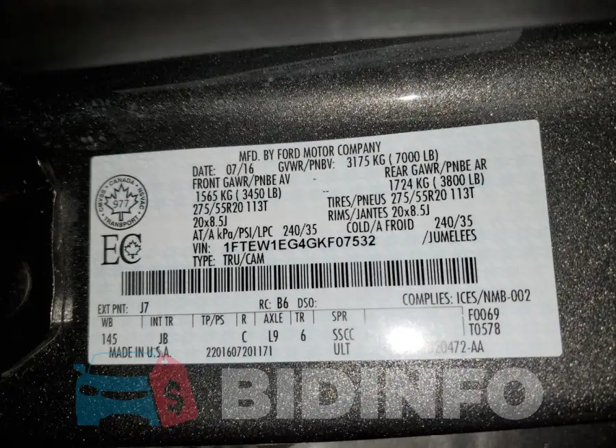 1FTEW1EG4GKF07532 Photo# 12