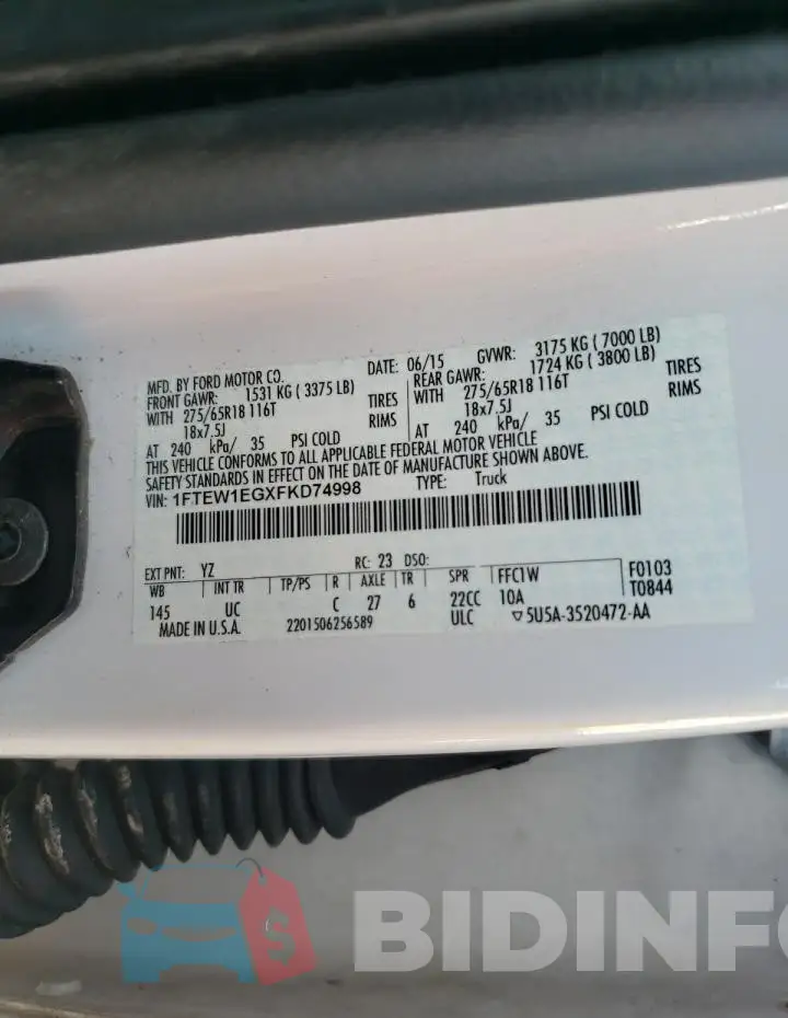 1FTEW1EGXFKD74998 Photo# 12