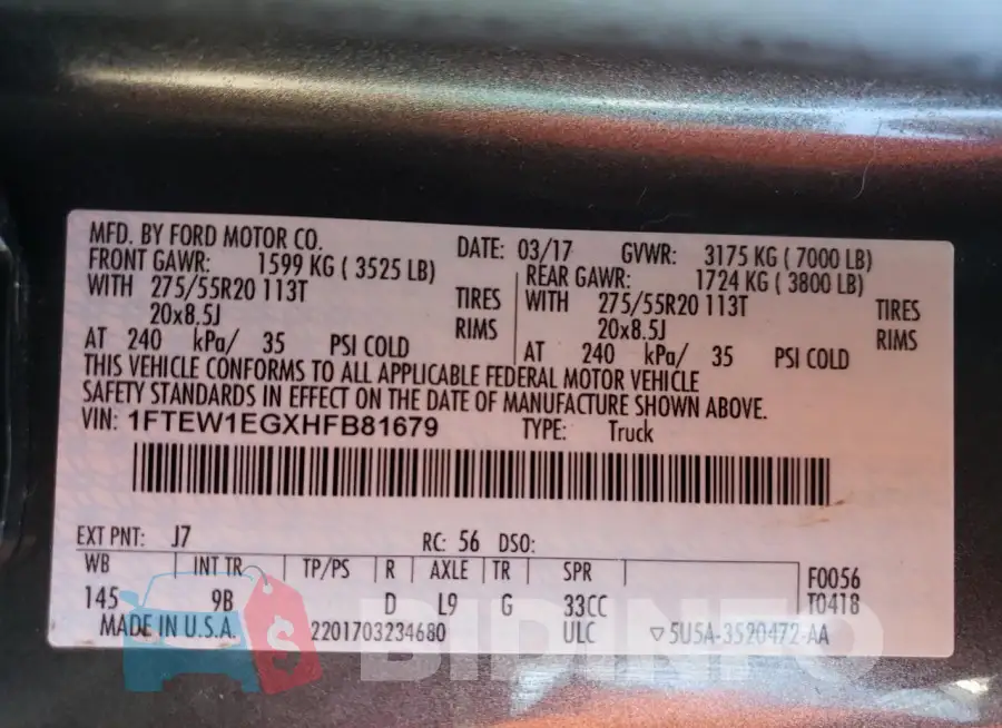 1FTEW1EGXHFB81679 Photo# 12