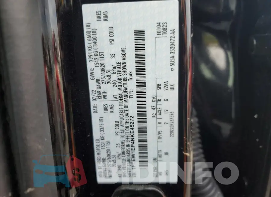 1FTEW1EP4NKE45272 Photo# 12