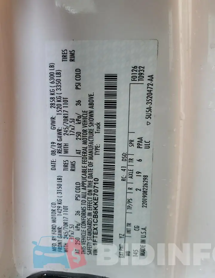 1FTEX1CB6KKE70710 Photo# 12