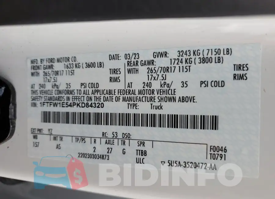1FTFW1E54PKD84320 Photo# 12