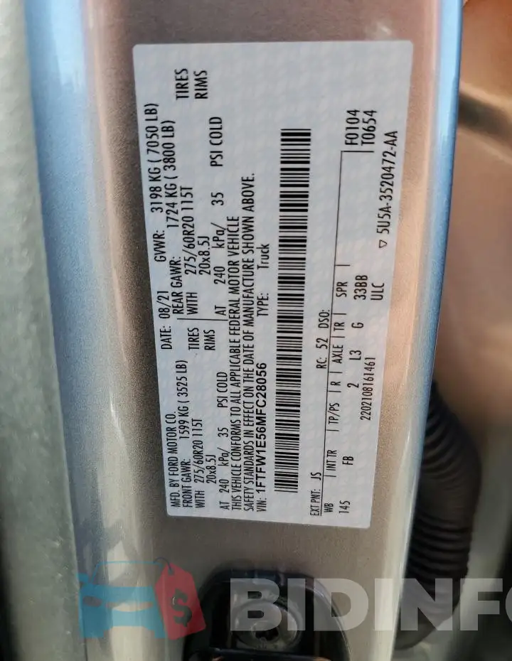 1FTFW1E56MFC28056 Photo# 13