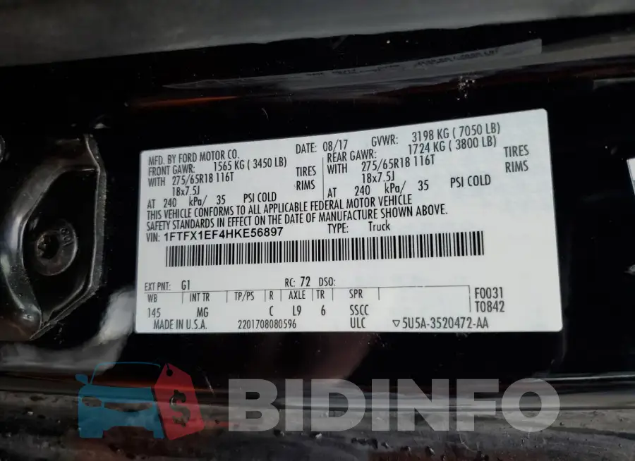 1FTFX1EF4HKE56897 Photo# 12