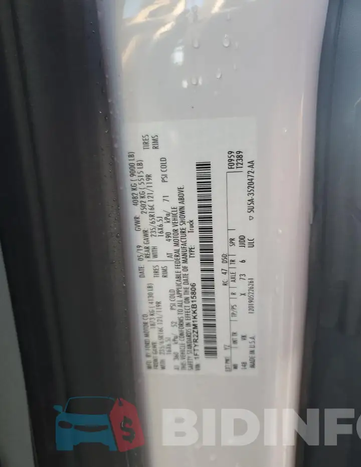 1FTYR2ZM1KKB15806 Photo# 12