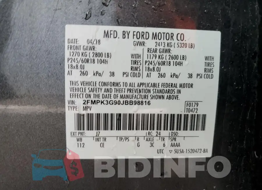 2FMPK3G90JBB98816 Photo# 14