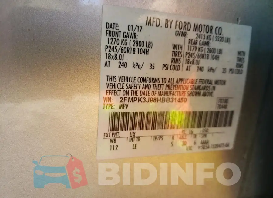 2FMPK3J98HBB31450 Photo# 12