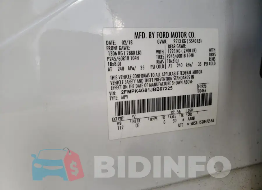 2FMPK4G91JBB67225 Photo# 12