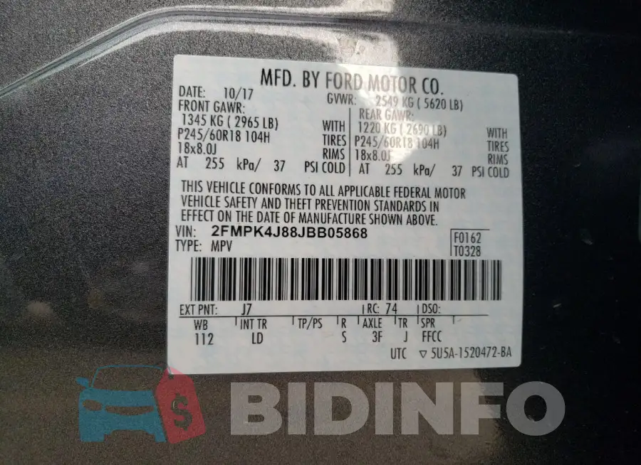 2FMPK4J88JBB05868 Photo# 12