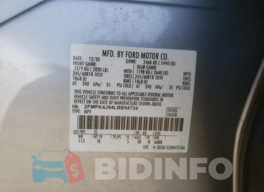 2FMPK4J94LBB54724 Photo# 13