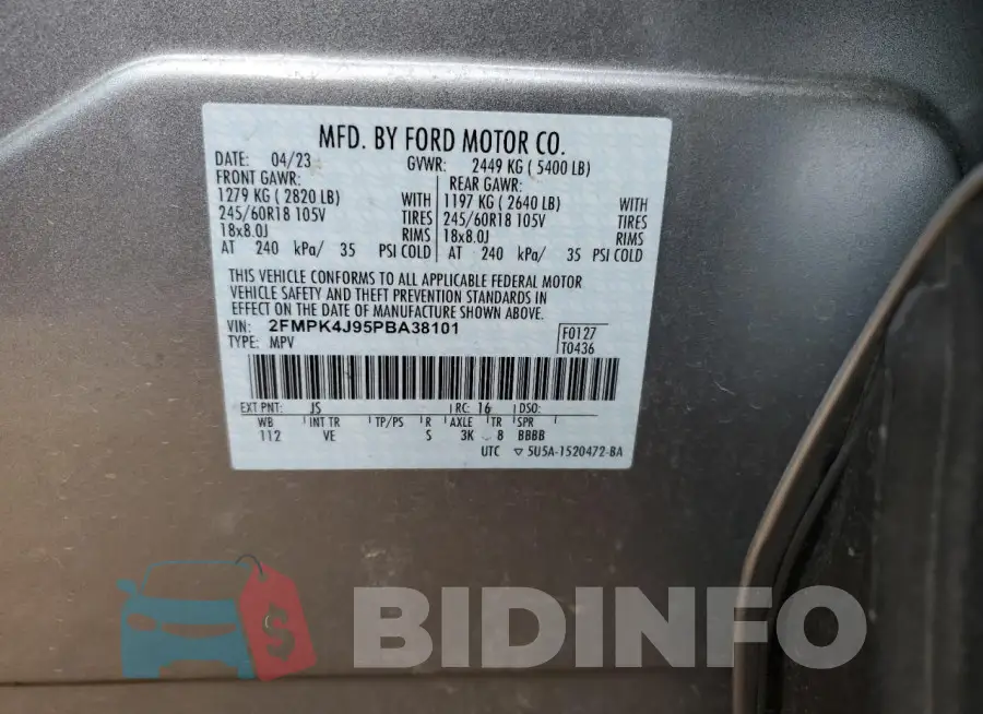 2FMPK4J95PBA38101 Photo# 12