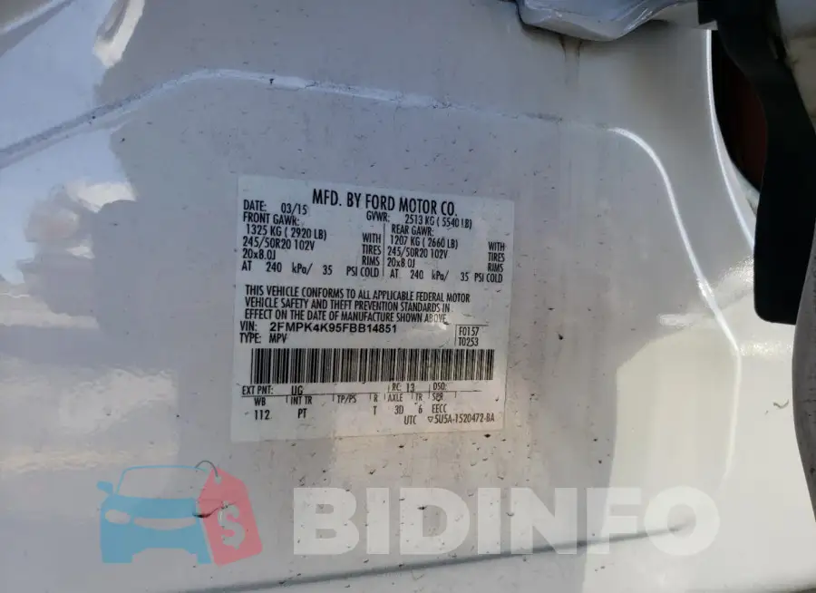 2FMPK4K95FBB14851 Photo# 13