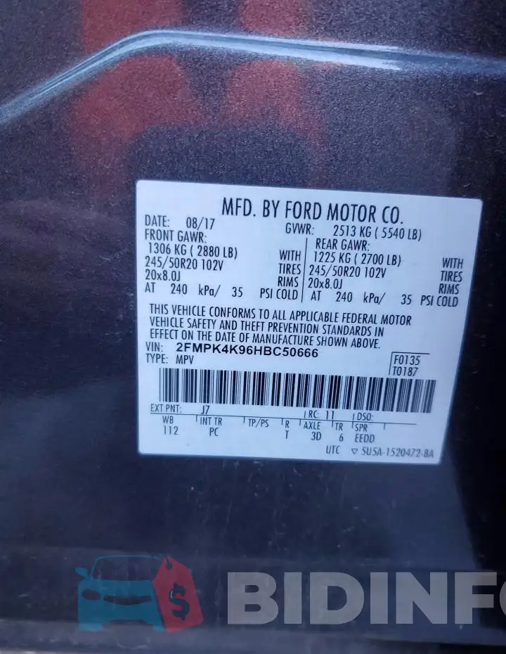 2FMPK4K96HBC50666 Photo# 12