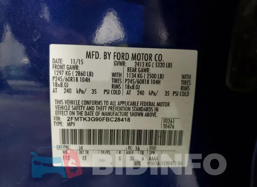 2FMTK3G90FBC28418 Photo# 12
