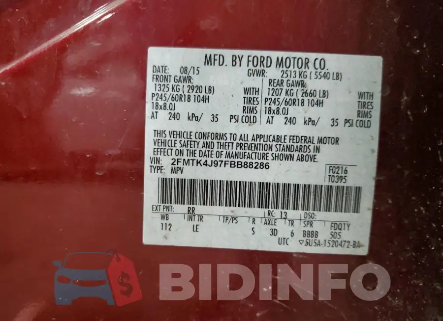 2FMTK4J97FBB88286 Photo# 13