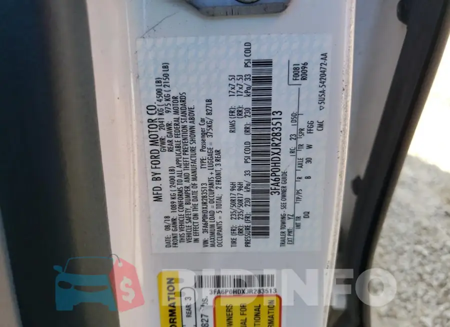 3FA6P0HDXJR283513 Photo# 12