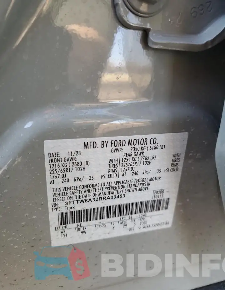 3FTTW8A32RRA00453 Photo# 12