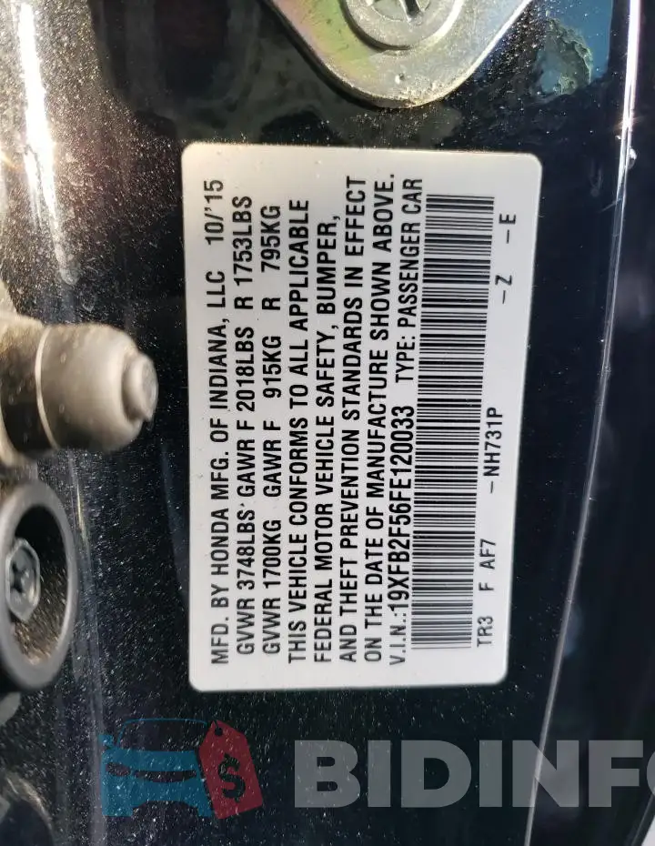 19XFB2F56FE120033 Photo# 13
