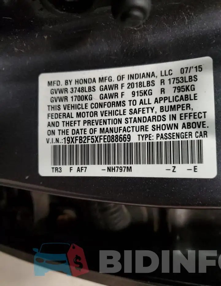 19XFB2F5XFE088669 Photo# 12