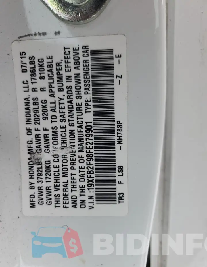 19XFB2F98FE279901 Photo# 12