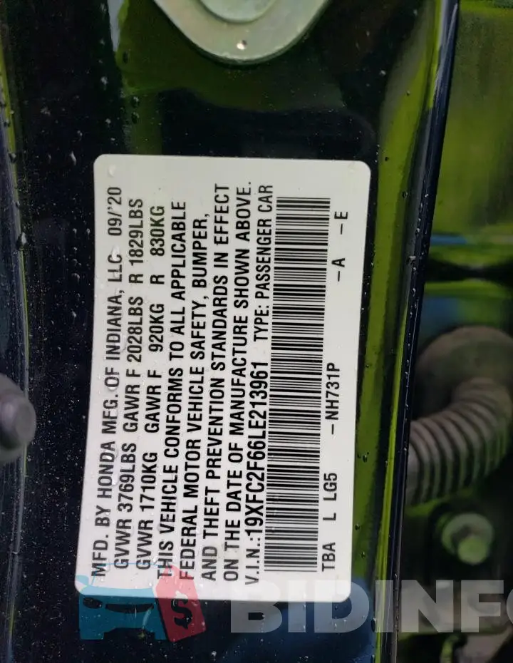 19XFC2F66LE213961 Photo# 12
