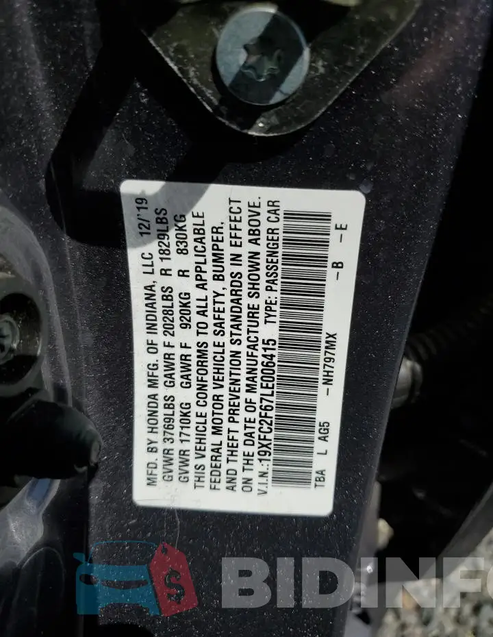 19XFC2F67LE006415 Photo# 12