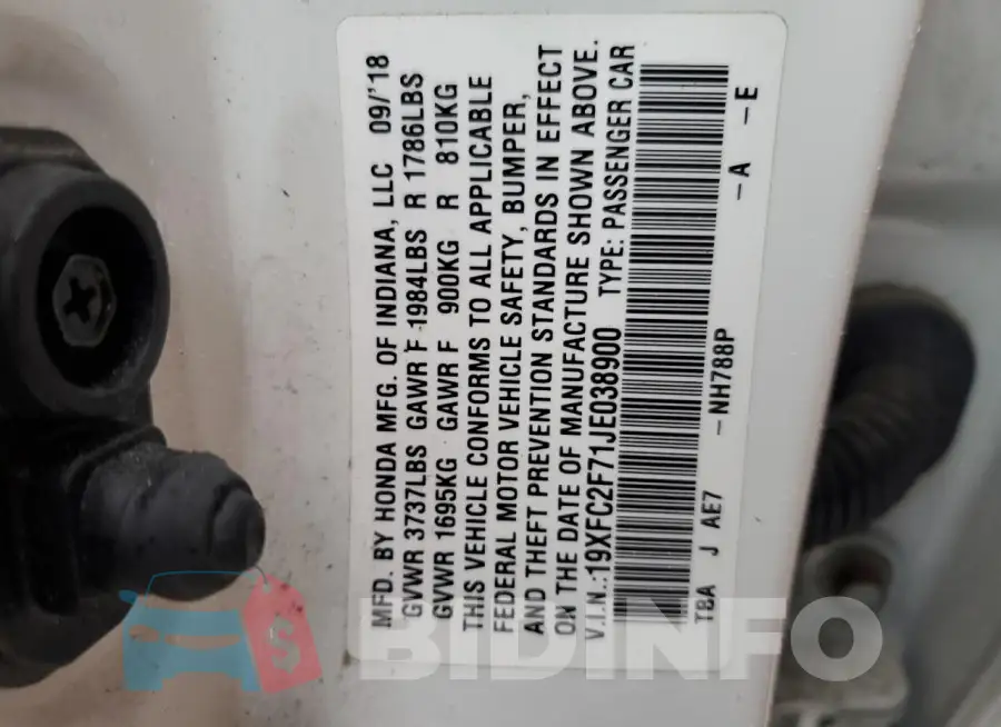 19XFC2F71JE038900 Photo# 13