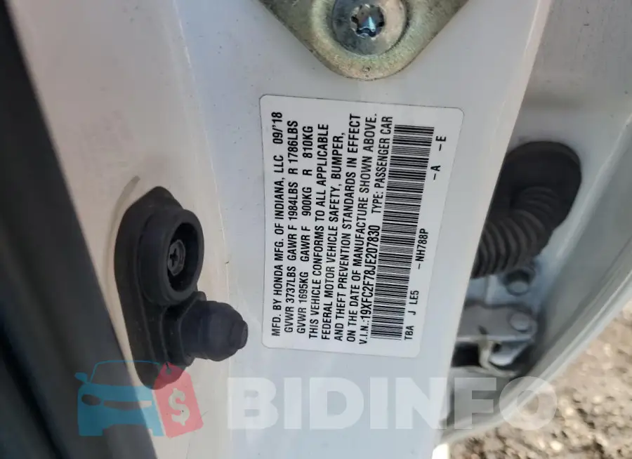 19XFC2F78JE207830 Photo# 12