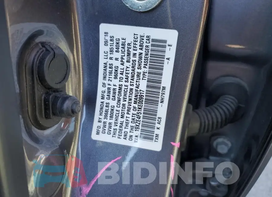 19XZE4F51KE009917 Photo# 13
