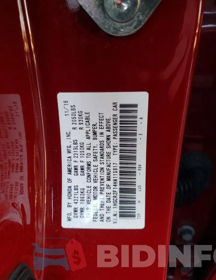 1HGCR2F14HA115917 Photo# 12