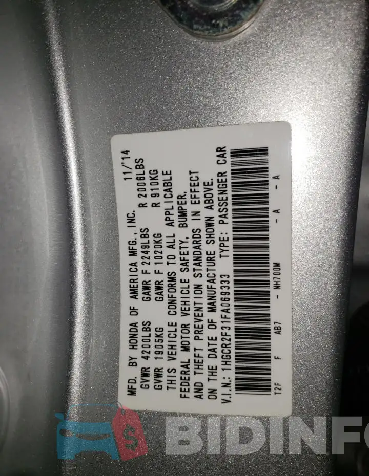 1HGCR2F31FA069333 Photo# 12