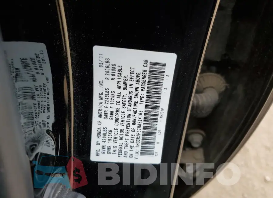 1HGCR2F37HA224163 Photo# 12