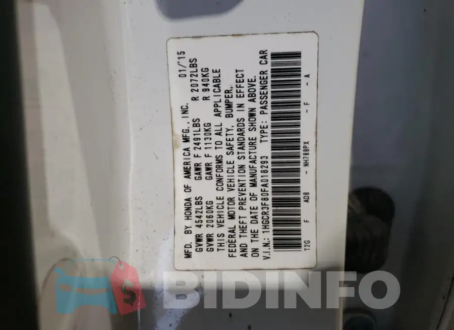 1HGCR3F80FA018293 Photo# 12