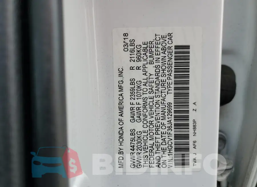 1HGCV1F36JA129699 Photo# 12