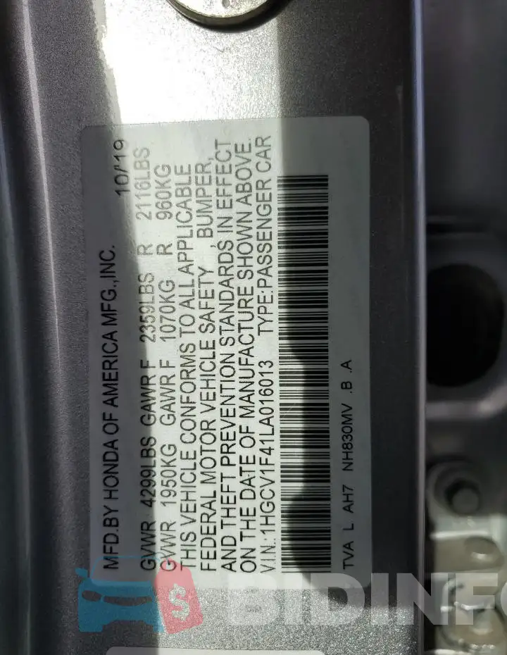 1HGCV1F41LA016013 Photo# 12