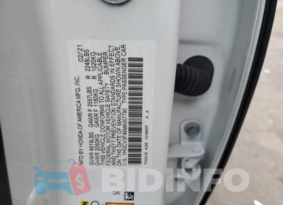 1HGCV3F46MA007790 Photo# 12