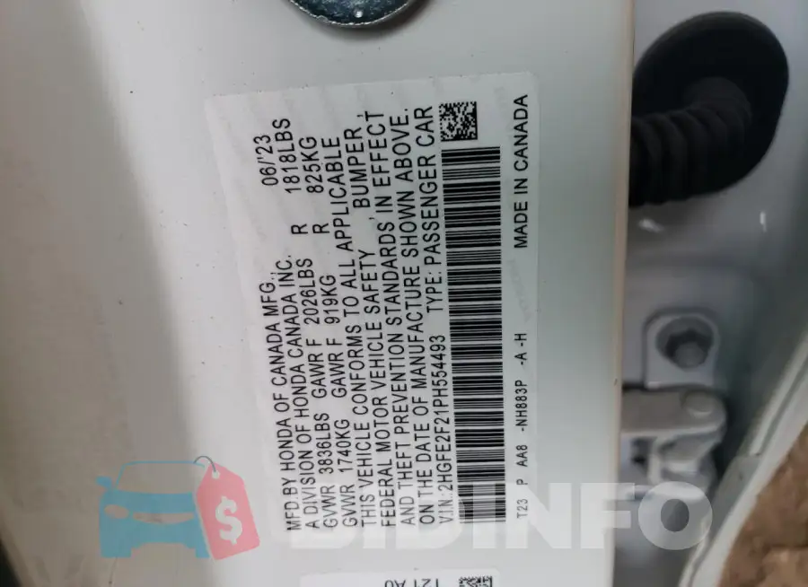 2HGFE2F21PH554493 Photo# 12