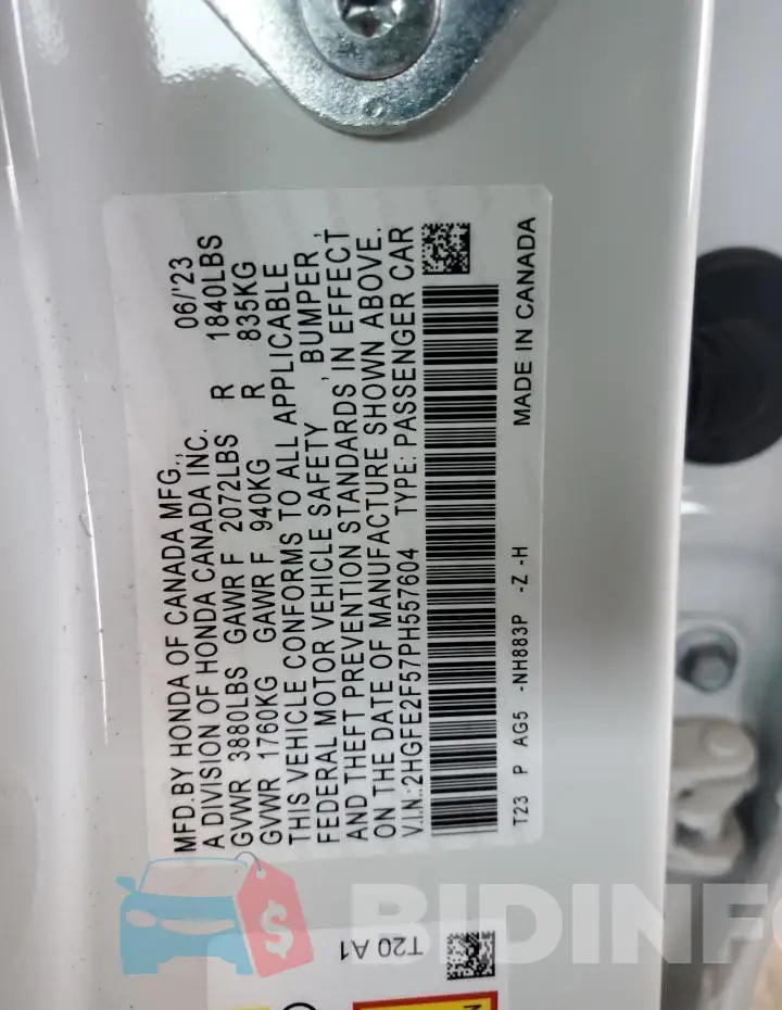 2HGFE2F57PH557604 Photo# 12
