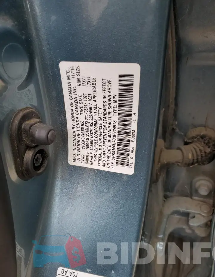 2HKRM4H70GH724918 Photo# 12
