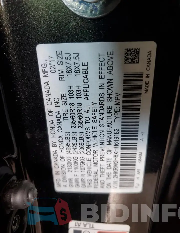 2HKRW2H8XHH619182 Photo# 14