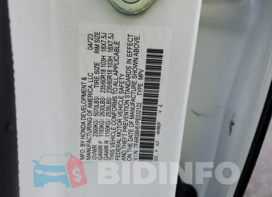 7FARS6H51PE032122 Photo# 13