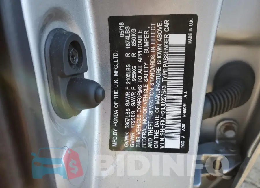 SHHFK7H23JU227543 Photo# 12